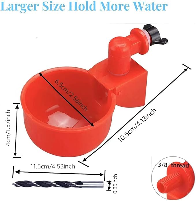 Professional Chicken Waterer Cups, 8pcs Large Chicken Water Feeder, Automatic Chicken Water Dispenser, Poultry Drinker Set, Solution for Various Poultry Watering with Matching Drill