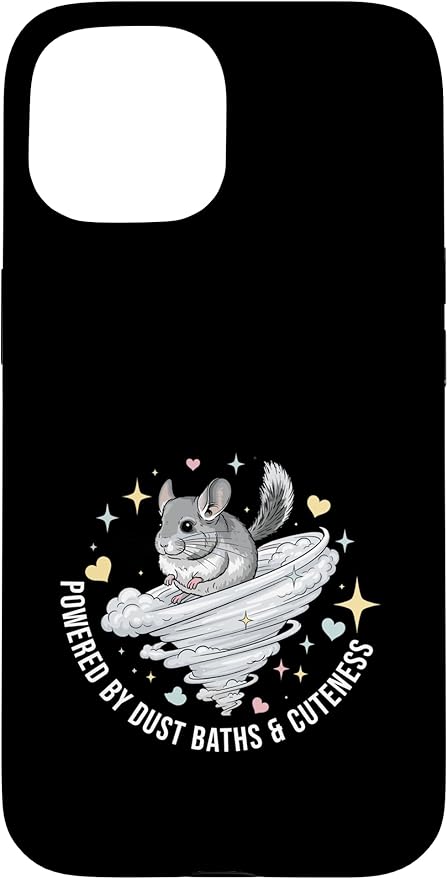 Powered by Dust Baths and Cuteness Chinchilla Love Case for iPhone 15