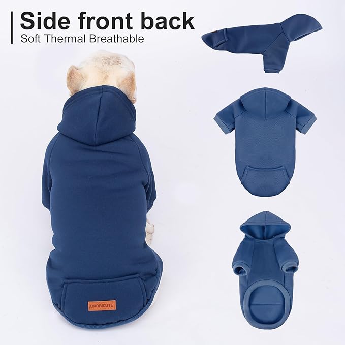 2 Pack Dog Hoodie Warm Hood Dog Sweater Cold Weather Small Dogs Sweatshirt Comfort Pet Clothes for Small Medium Dogs with Pockets (Navy+Blue, XS (Back: 7.5",Chest: 12.6", 1.8-3.5lbs))