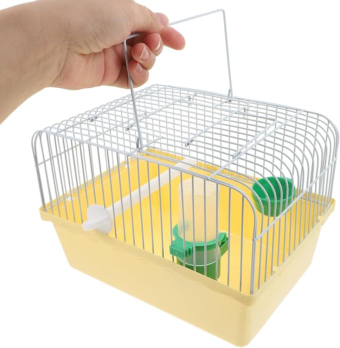 Toddmomy Portable Bird Cage with Waterer Food Box and Perch Lightweight Spacious Travel Bird Carrier for Parakeets Lovebirds 9.25X6.49X6.37 Inch