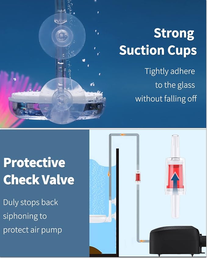 Pawfly Aquarium Air Stone Disc Tiny Micro Bubble Diffuser Release Tool Kit with Suction Cup Air Control Valve and Check Valve Accessories for Nano Air Pumps Small Buckets and Fish Tanks