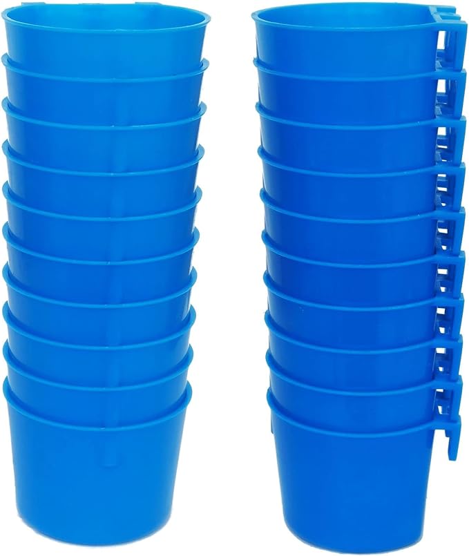 Pack of 20 Chicken Feeder Cups for Cage Hanging Bird Waterer 8 OZ Rabbit Water Food Bowl Pigeon Feeding Dishes Bunny Poultry Coop Drinker Quail Seed Treats Dispenser Duck Drinking Bottle