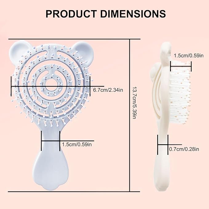 Cat-Ear Design Puppy Brush, Gentle Soft-Bristle Small Dogs Plastic Detangling Grooming Tool, Fit for Yorkie Shih Tzu Maltese Maltipoo (Apricot)