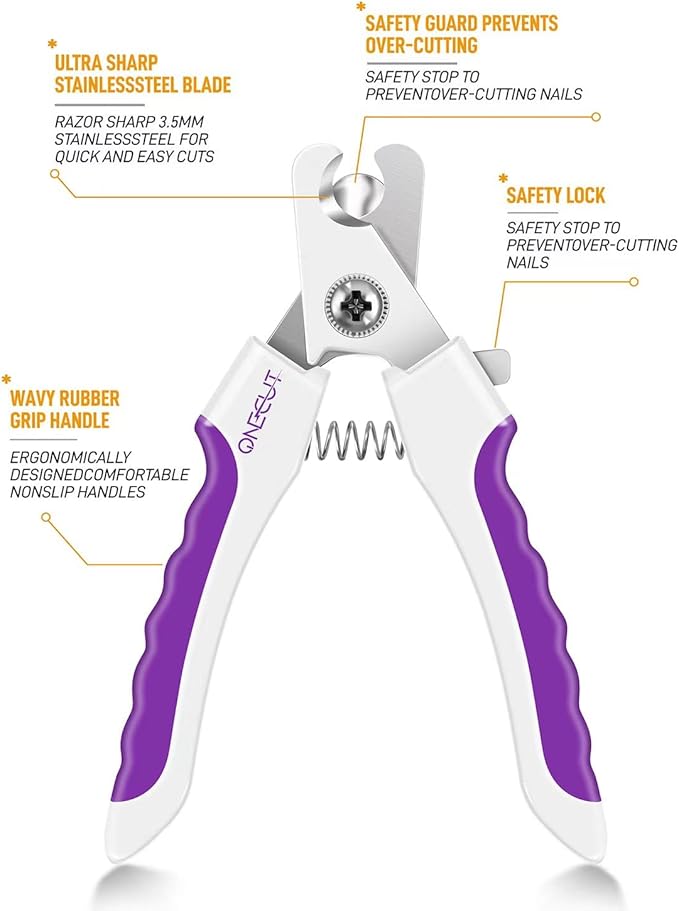 4.7" Small Dog & Cat Nail Clipper Stainless Steel Cat Claw Trimmers for Rabbits, Guinea Pigs, Birds, Puppies, Kittens and Small Animals Pet Nail Clipper for Professional and Home Use (Purple)