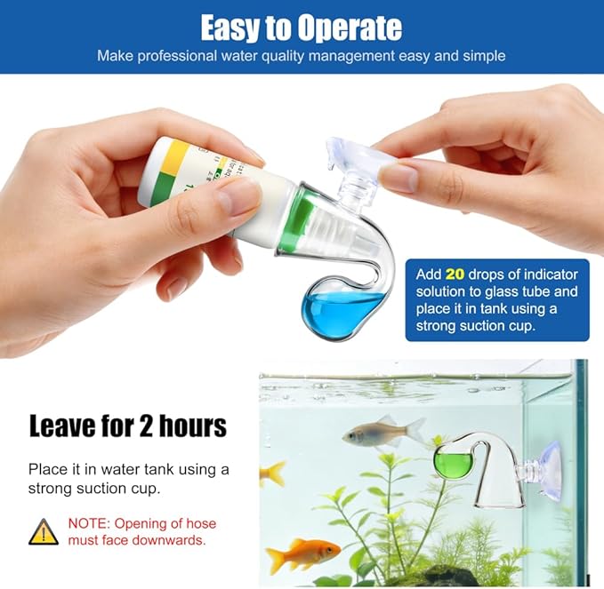 CO2 Glass Drop Checker Aquatic CO2 Test Monitor Kit for Fish Tank Planted Aquarium with Solution & Suction Cups