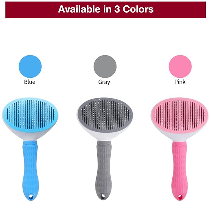 Self Cleaning Slicker Brush with massage particles, suitable for cats, dogs with long and short fur, Blue