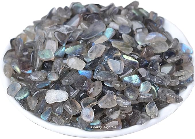 Erliway Grey Moonstone Crystal Chips Bulk for Vase Filler, 0.5 lb 7-9 mm | Natural Crushed Crystal Stone for Spell Jar, Aquarium Gravel, Reiki Healing Meditation, Jewelry Making, Resin Art, Home Décor