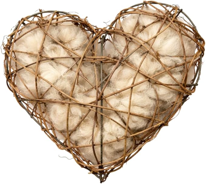 Alpaca 8 oz Bird Nesting Material Refill, Natural Fleece Hearts for Backyard Birds, Handmade in Montana (7" Heart)