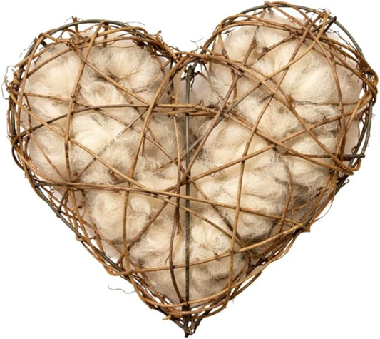 Alpaca 8 oz Bird Nesting Material Refill, Natural Fleece Hearts for Backyard Birds, Handmade in Montana (7" Heart)