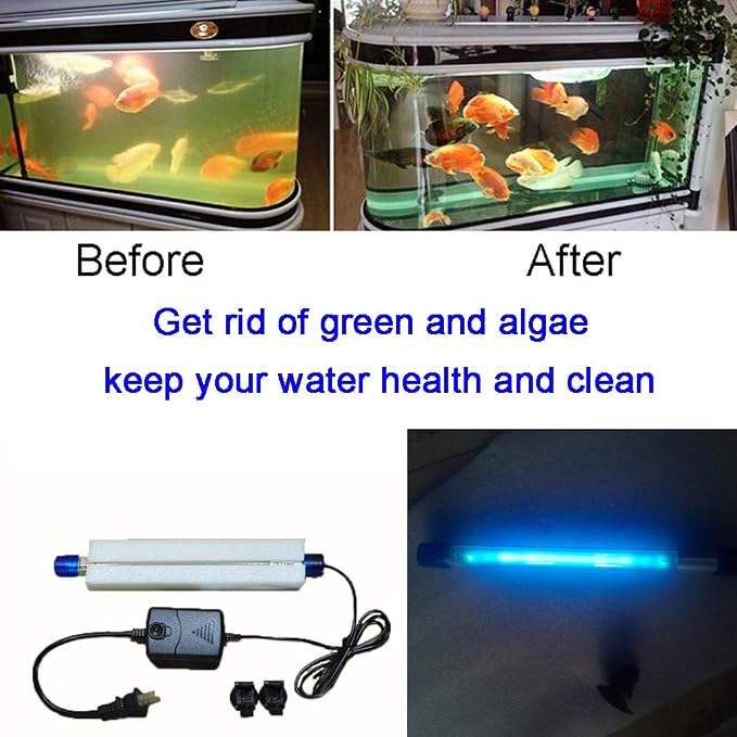 13W Aquarium Algae Clean Light for Fish Tank Water Clean Light Aquarium Green Cleaning Lamp Waterproof for Pond Water Tank Sump Swim Pool (13w 13inch)