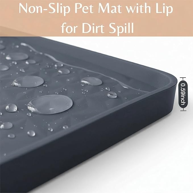 Cat Litter Mat 51" x 25.6" XL Silicone Litter Box Mat, Waterproof Non-Slip Kitty Litter Mat - Easy to Clean for Multi-Cat & Automatic Litter Boxes, Cat Mat for Litter Box with Raised Lip