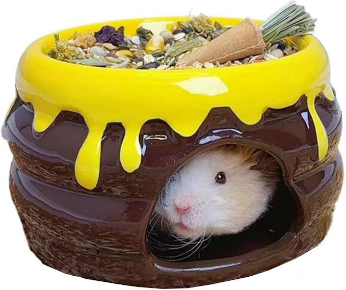 Hamster Hideout, Ceramics Hamster CageHabitat,Hamsters Houses and Hideouts for Syrian Dwarf Hamsters Guinea Gerbils Lemmings or Other Similar-Sized Small Pet Small Animal Bed (Cake Type)