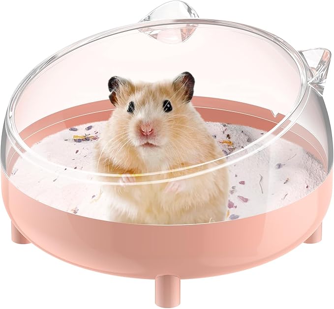 Pawfly Hamster Sand Bath Container, Hamster Sand Bath Box, Hamster Bathtub, Hamster Bathroom, Hamster Toilet, Plastic Dust Bath for Dwarf Hamsters, Syrian Hamsters, Mice, Gerbils & Small Animal, Pink