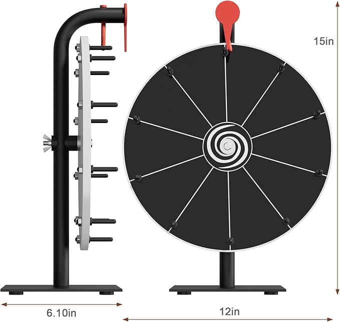 12 Inch 10 Slots Prize Wheel Spinner with Stand, Spinning Wheel for Prizes with Dry Erase Marker & Eraser, Portable Spin Wheel of Fortune Game Roulette Wheel for Home Parties, Carnival, Trade Show