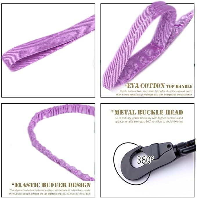 Xqpetlihai Tactical Dog Collar and Leash Set Adjustable Military Nylon Dog Collar with Control Handle and Heavy Duty Metal Buckle for Large Dogs （Purple XXL