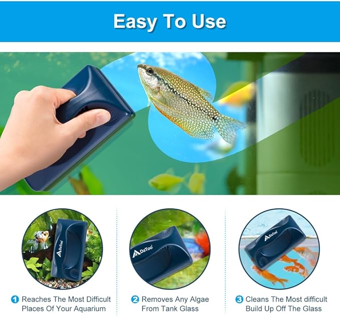 DaToo Aquarium Mini Magnetic Scrubber Scraper Small Fish Tank Cleaner Nano Glass Aquarium Cleaning Tools with Super Strong Magnet (Standard)