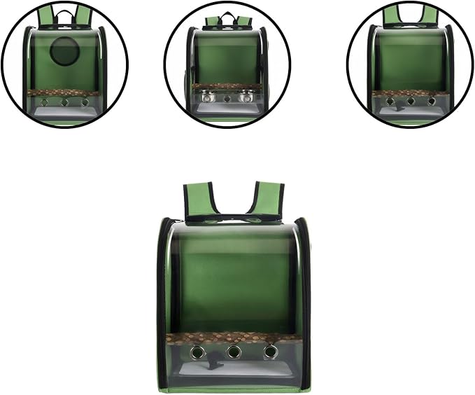 Pet Bird Backpack with Ventilated Acrylic Front and Perch for Travel