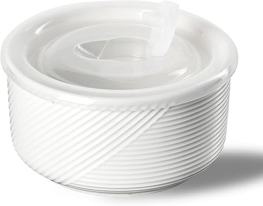 Ceramic Bowl with Lid: 20 oz Microwave Safe Food Storage Container for Soup, Salad, Cereal, Leftovers, Meal Prep, Lunch, Picnic, Camping, Serving - Airtight, Navy, 1 PCS