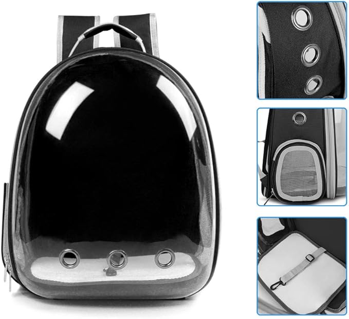 Cat Backpack Carriers, Dog Backpack, Pet Backpack for Small Cats Puppies Dogs Bunny, Airline-Approved Ventilate Transparent Bubble Backpack for Travel and Outdoor(Black)