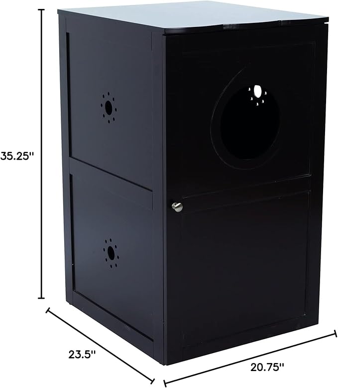 Trixie 2 Story Furniture Litter Box Enclosure (Espresso Brown), Hidden Litter Box for Cats, Double Layer, Big Front Door for Easy Cleaning, Large Hole for Easy Entry, Use as Side Table or Nightstand