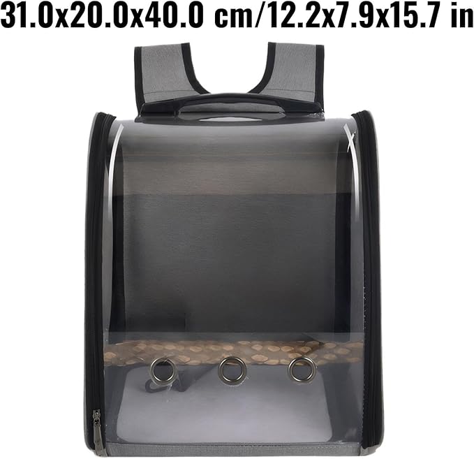 Pet Bird Backpack with Ventilated Acrylic Front and Perch for Travel