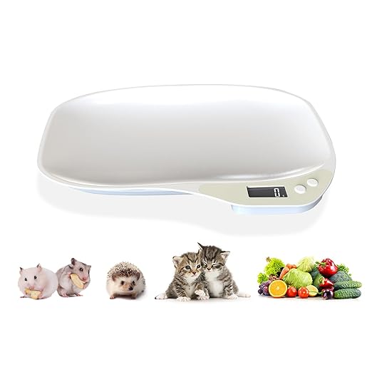 Small Digital Pet Scale for Dogs Cats, Max 33 lbs LCD Display Small Animal Scale, Multi-Function Mini Electronic Kitchen Food Weighing Scales, for Hamster Kitten Puppy Hamster Little Bird