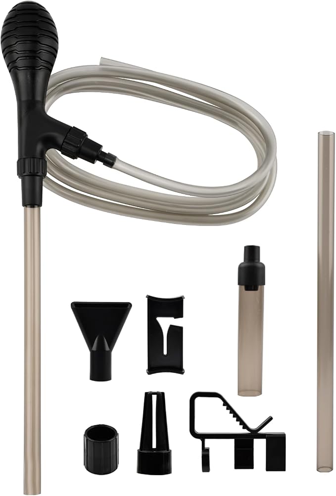 4-in-1 Aquarium Gravel Cleaner, 80GPH Siphon for 5-20 Gal Tanks | Multifunction F Vacuum Cleaning Kit for 27" Deep Tanks with 6.5 Ft Hose, Removes Waste, Cleans Gravel, Changes Water