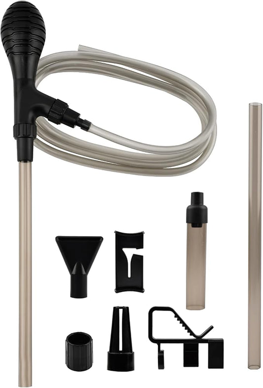 4-in-1 Aquarium Gravel Cleaner, 80GPH Siphon for 5-20 Gal Tanks | Multifunction F Vacuum Cleaning Kit for 27" Deep Tanks with 6.5 Ft Hose, Removes Waste, Cleans Gravel, Changes Water