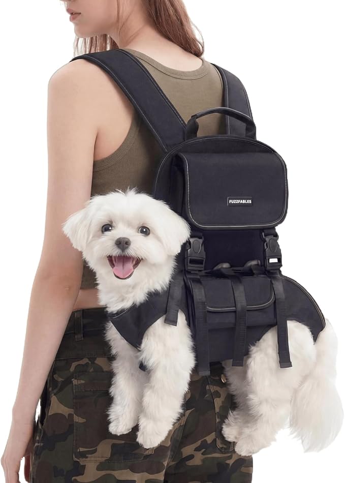 Dog Backpack Carrier(5-10lbs), Pet Lift Carrier for Small Medium Dogs, Breathable Mesh Comfortable Adjustable Straps, Lightweight Travel Backpack for Pet Disabled, Injuries, Hiking, Walking