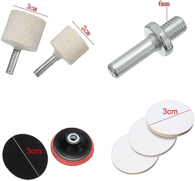Kakalote 9Pcs/Set Glass Polishing Kit Multifunctional Deep Scratch Remover Car Polish Pad Cerium Oxide Polishing Powder Felt Polishing Wheel Set for Windscreen and Glass Repair
