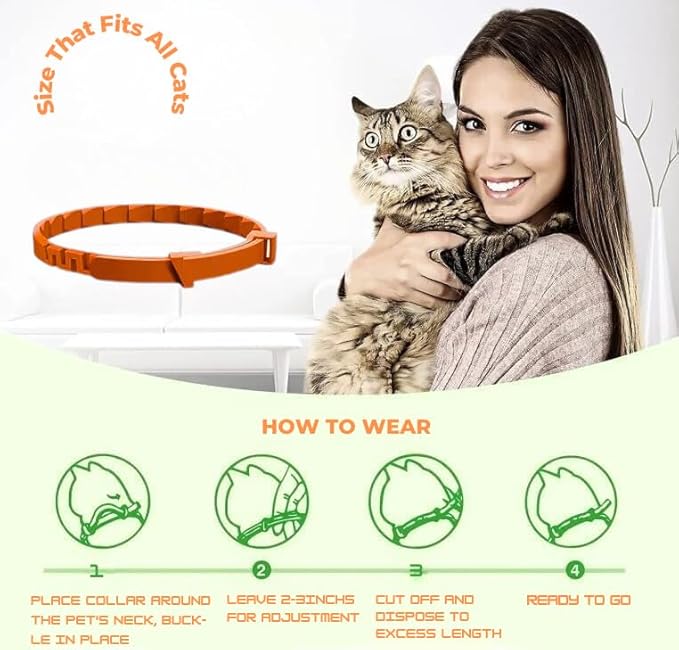ELVIAN Cat Calming Collar (60 Days) — Natural Pheromone & Lavender Anxiety Relief Collar for Cats & Small Dogs, Adjustable Breakaway Design, Helps with Stress, Loud Noises, Travel & Vet Visits