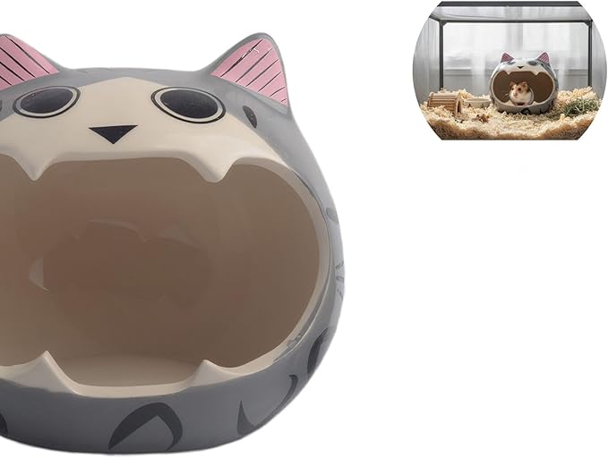 Ceramic Pet Nest for Small Animals - Hamster Ceramic House with Smooth Interior, Enclosed Hideout for Comfortable Shelter and Ventilation