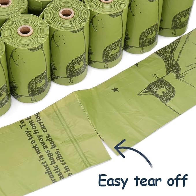 Ley's Dog Poop Bags with Dispenser, Biodegradable Unscented Extra Thick & Leak-Proof Dog Waste Bag, Strong Easy-Tear Refill Rolls for All Doggie Sizes