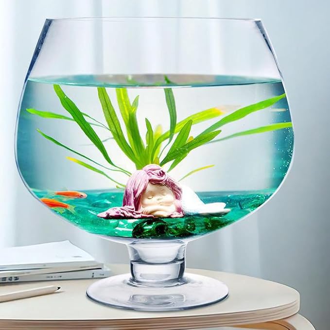 BESPORTBLE Glass Fish Bowl Vase - Clear Bubble Planter Terrarium Fish Bowl Wine Goblet Shaped Vase Transparent Hydroponic Bulb Floral Container