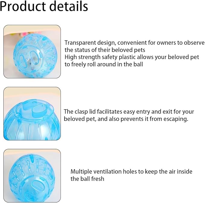 1Pc White-Transparent Plastic Silent Dwarf Hamster Ball, Exercise Ball for Small Animals, Spinner Hamster Running for Sugar Gliders Small Mice Gerbils Hamsters (Diameter 10 cm