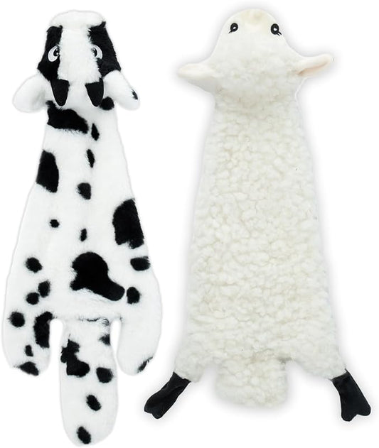 Best Pet Supplies Squeaky Dog Toys with Soft Durable Fabric for Small, Medium and Large Pets Interactive Toy for Indoor Play, Supports Active Biting and Play - Sheep, Cow, Small