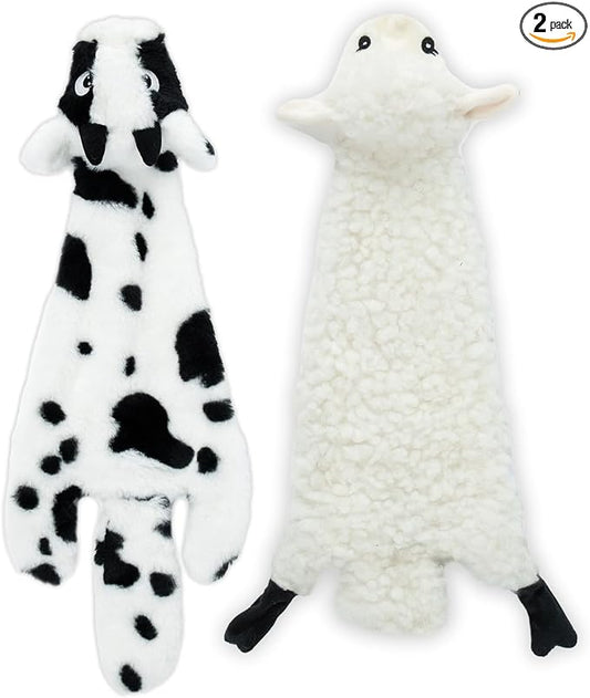 Best Pet Supplies Squeaky Dog Toys with Soft Durable Fabric for Small, Medium and Large Pets Interactive Toy for Indoor Play, Supports Active Biting and Play - Sheep, Cow, Medium