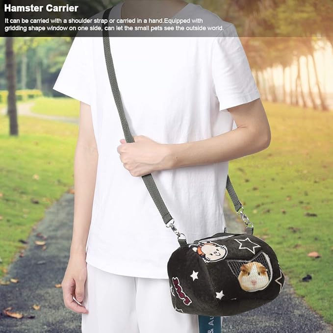 Hamster Carrier Bag, Small Animal Travel Carrier with Breathable Mesh, Portable Outdoor Pouch for Guinea Pig, Hedgehog, Sugar Glider, Squirrel