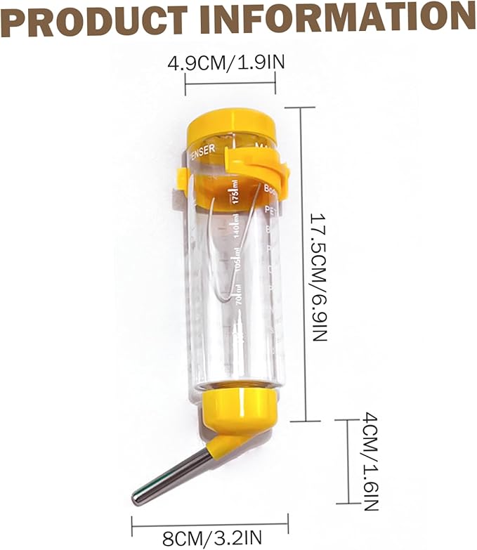 Guinea Pig Water Bottle Guinea Pig Water Bottle No Drip, 250ml Hamster, Leak-Proof Small Animal Dispenser for Cage, Rabbit, Rat, Chinchilla