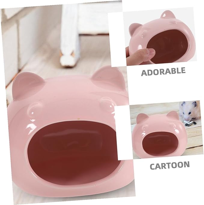 TOYANDONA Ceramic Hamster Hideout Small Animal House Lightweight Portable Pet Hideout Hut Cozy Bed for Hamsters Gerbils Mice and Guinea Pigs Small Light Pink