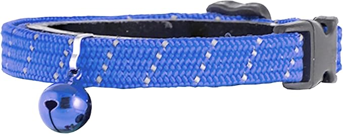 BirdsBeSafe® Break Away Cat Collar with Bell, Reflective Thread for Night Visibility, Comfortable Elastic Stretch Cat Collar to Protect Cat from Getting Stuck in the Garden.