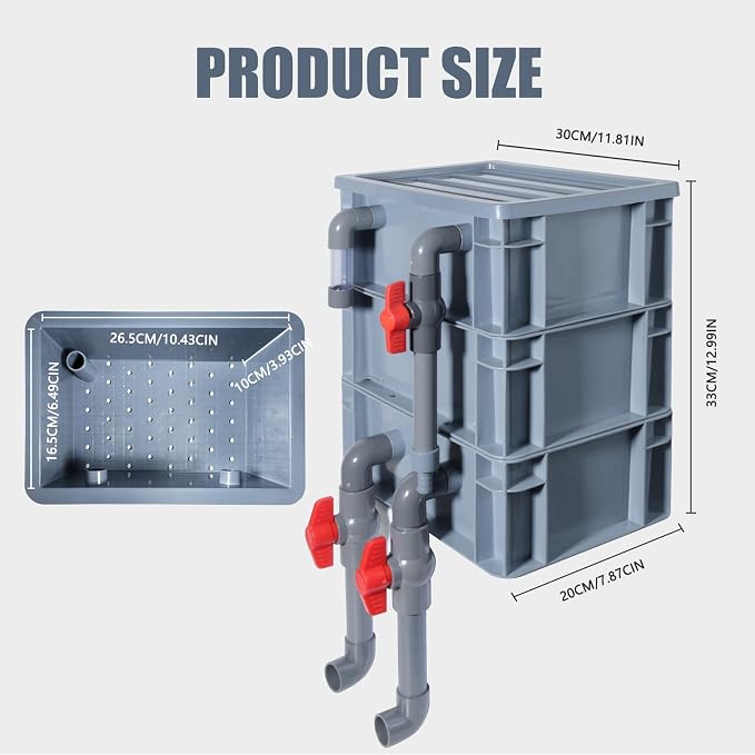 3-Layer Aquarium Filter Box, Fish Tank Filtration & Circulation System for 20–70 Gallon Tanks