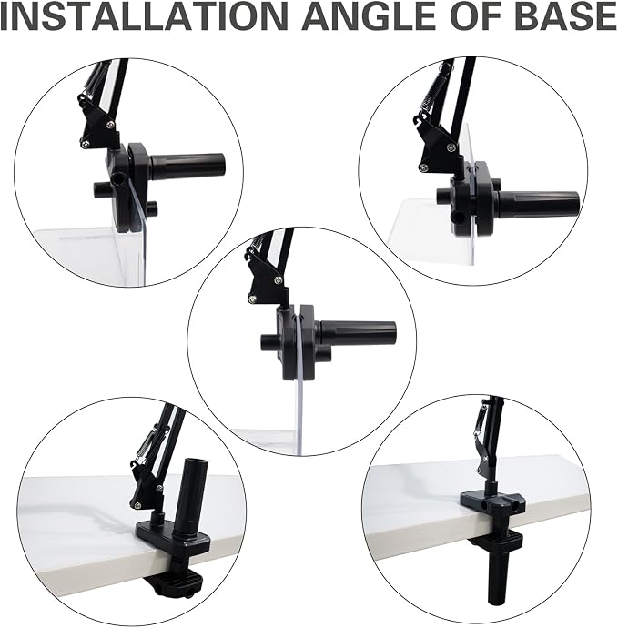 Reptile Heat Lamp Stand Clip-Type, Black Metal Multi-Position Adjustable Light Holder with 360°Swing Arm for Clipping onto Fish Tank, Turtles Chameleons Terrarium (Lamp Not Included)
