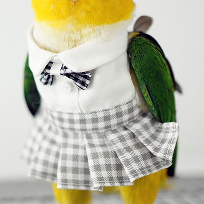 Bird Costume Bird Diaper Flight Suit Cute JK Dress Dress Skirt Clothes Cosplay Photo Prop for Parrots Macaw Cockatoo (with Diaper,Macaw)