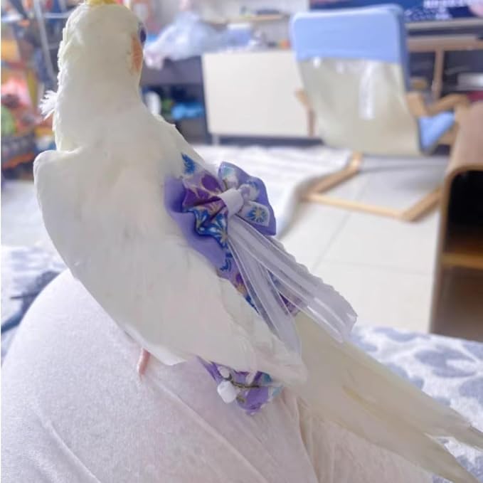Bird Diaper Cockatiel Clothes Flight Suite, Reusable Parrot Nappy with Waterproof Inner Layer, Cute Pigeon Pants Urine Wet Suit Costume for Conure Macaw (Pink,S)