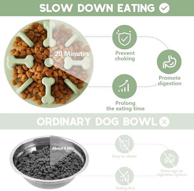 Soft Silicone Anti-Choking Puzzle Bowl Inserts, Anti-Slip to Slow Down Eating, Fits Regular Elevated Dog Bowls