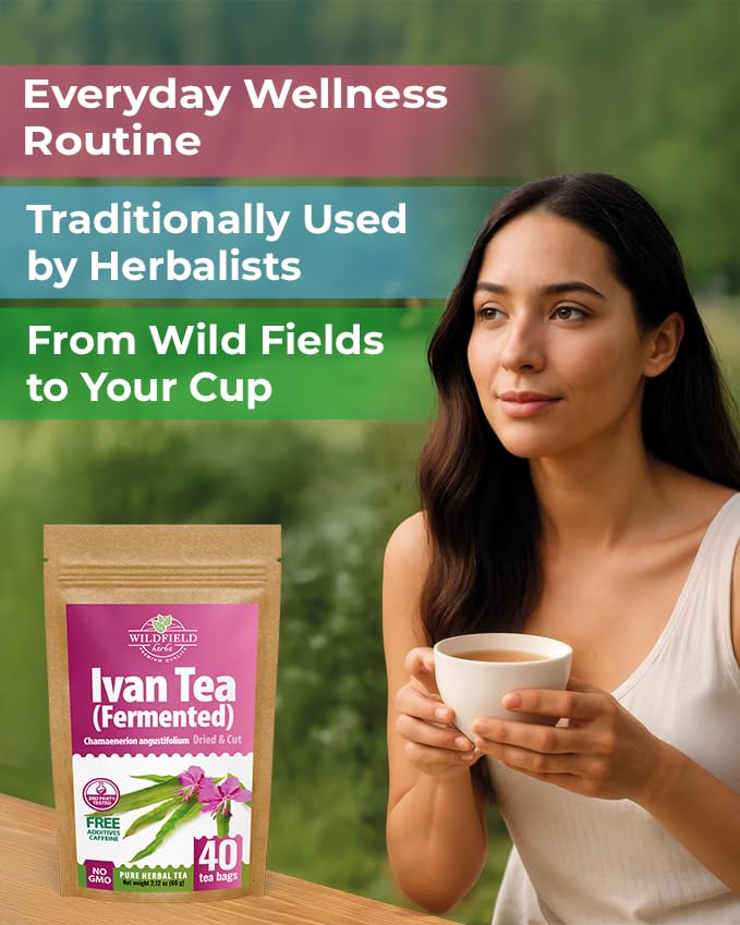 40 Bags Ivan Tea Siberian Fireweed Tea Herb Blooming Sally (Chamerion Angustifolium) - Ivan Chai 40 Count 1.5 g Bags Epilobium Angustifolium Иван Чай