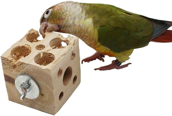 QBLEEV Bird Wooden Block Puzzle Parrot Chicken Foraging Toys, Small Animal Shredding Teething Parakeet Cockatiel Conure Budgie Cage Toys