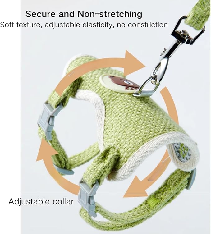 Rabbit Harness and Leash Set Adjustable Bunny Harness Leash Ferret Harness Guinea Pig Harness Ferret Leash for Small Pets Walking Outdoor (Small,Pink)