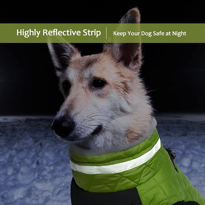 Lelepet Dog Coat Warm Dog Winter Coat Waterproof Dogs Jacket with Harness Built in Reflective Pet Fleece Vest Zip-Up Cold Weather Coats for Small Dogs Turtleneck & Windproof Coats Yorkie Lime S